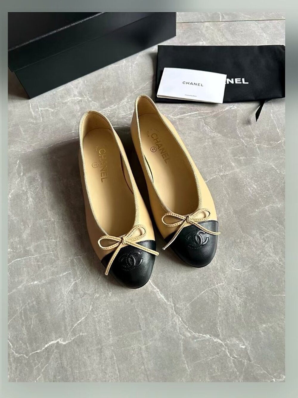 ​​CHANEL Bicolor Cap Toe Ballet Flats